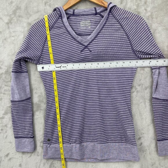 Outdoor Research Umbra Hoody Top Purple Stripe Wicking Thumb Holes - Picture 13 of 13